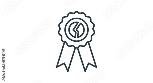 award icon representing a business problem or project failure depicted as a broken pie chart in a rosette medal