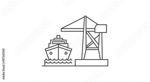 cargo ship and port crane at a harbor illustrating shipping logistics and global trade for freight transport