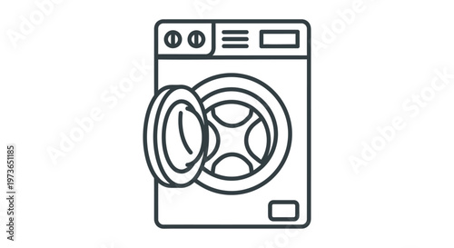 washing machine icon with open door a modern household appliance for laundry and cleaning perfect for graphic design elements