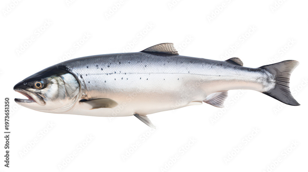 Obraz premium a silver salmon fish, a popular seafood isolated on white background