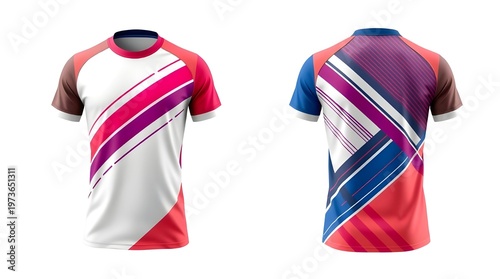 Discover the ultimate apparel design with this vibrant sportswear t-shirt mockup, showcasing a dynamic front and back view perfect for your next project