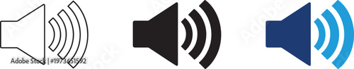 Audio speaker sound icon vector for volume control, multimedia players, and music applications.