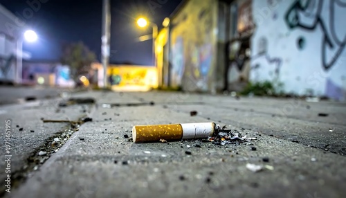 Cigarette Butt on City Street.
