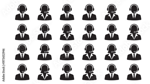 Many customer service representatives wearing headsets.