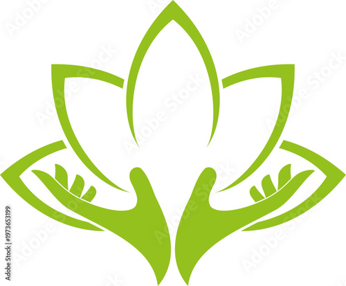 Zwei Hände und Blätter, Wellness, Heilpraktiker Logo