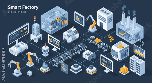 Smart Factory Automation Technology Industry Concept.