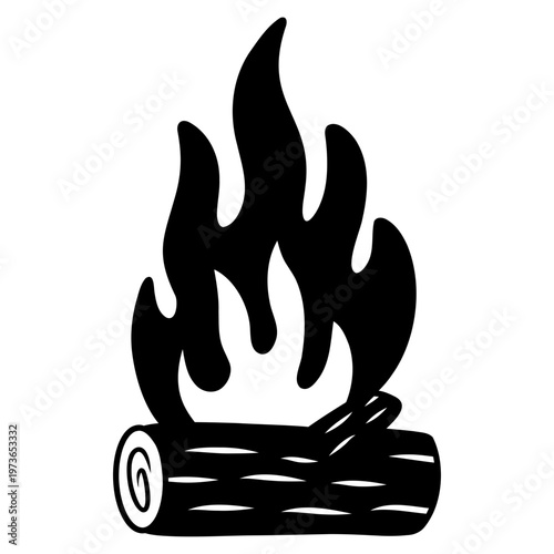 burning firewood icon illustration