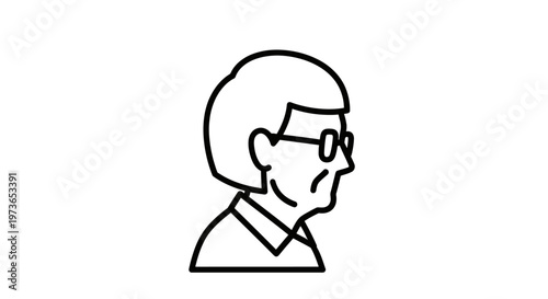 elderly woman senior woman people avatar line icons profile view a simple line art illustration of a mature person with glasses.