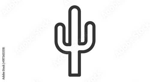 minimalist saguaro cactus icon illustration a simple desert plant symbol on a clean white background ideal for web design and ui elements.