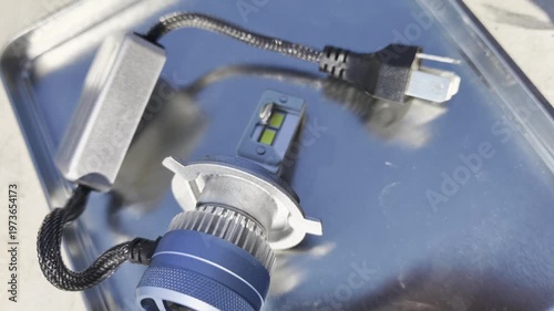 New LED headlight design for cars shown in detail with close-up view and assembly process