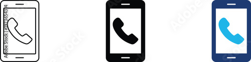 Smartphone call icon showing professional mobile communication and cellular telephone symbol. Professional illustration for wireless telecommunication services, and customer support hotlines.