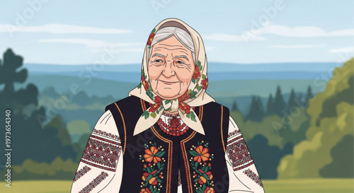 An Elderly Woman in Traditional Attire: A wise elder woman, her face etched with the stories of time, stands proudly, adorned in the vibrant hues of her heritage.