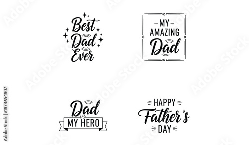 Black and white father's day themed messages in a 2x2 grid layout with text