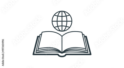 global education learning and knowledge concept featuring an open book and world map ideal for online academic studies.