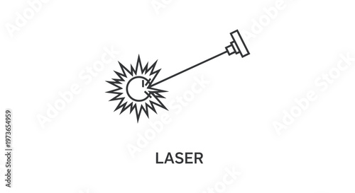 laser beam energy science technology icon illustrating precise cutting or impact for various industrial applications.