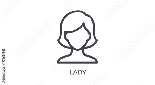 simple line art icon of a generic ladys head and shoulders perfect for a user profile avatar or female illustration