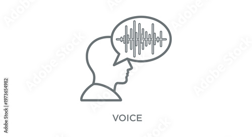 voice icon with a speech bubble showing a sound wave ideal for illustrating communication audio and speech recognition concepts