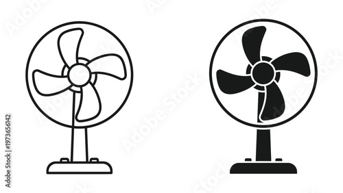 A simple desk fan with a circular protective grille and adjustable stand designed for cooling indoor spaces in a home or office environment