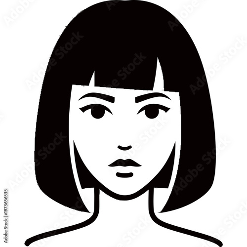woman avatar portrait graphic with a stylish bob haircut perfect for a modern user profile icon or minimalist design