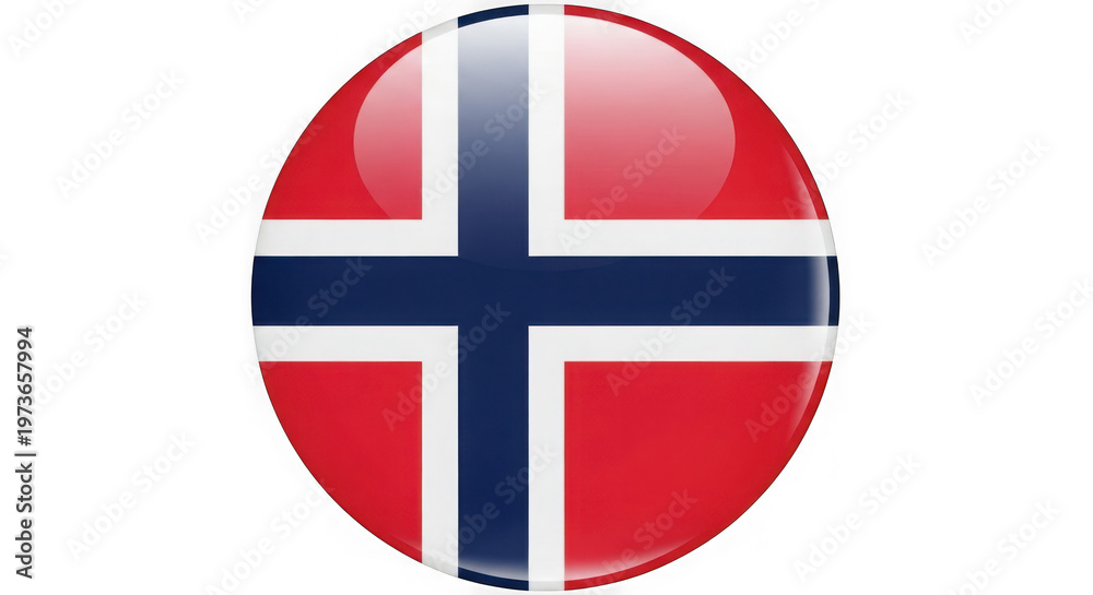 Obraz premium Norway flag button isolated on transparent background