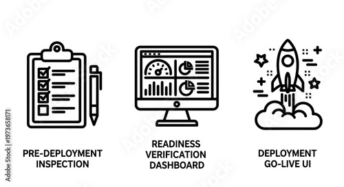 Software development lifecycle and deployment process icons