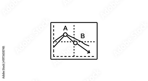 Business Growth Chart with Data Points A and B, Showing Trend Analysis