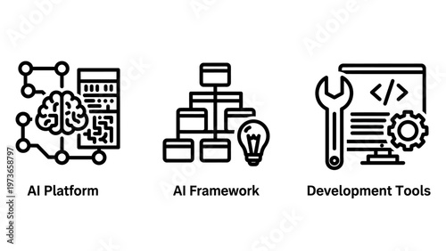 Artificial intelligence development framework and software engineering tool icons