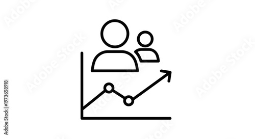 Business Growth Concept: Upward Trend Graph with People Icons