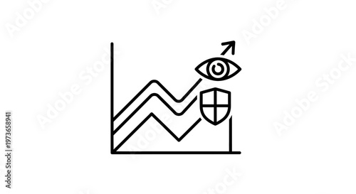 Business Growth Monitoring and Security Concept with Upward Trend Graph and Eye Icon