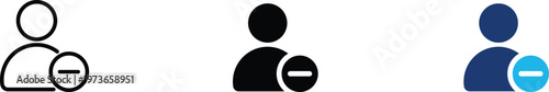 Remove user icon showing professional profile deletion and account cancellation symbol. Professional illustration for member management systems, user access control, and database cleanup.