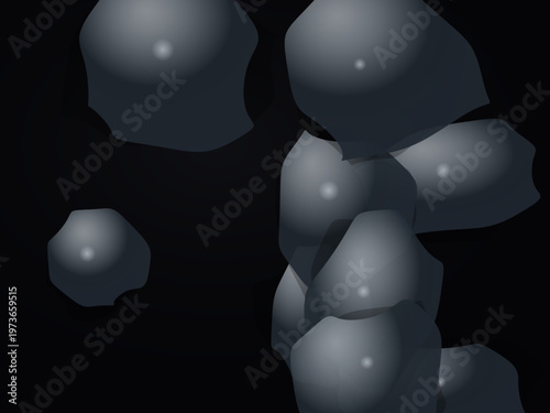 Glossy Chrome Blobs Metallic Silver Premium Abstract Art