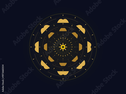 Sacred Geometry Mandala Intricate Circular Ornament Vector Art