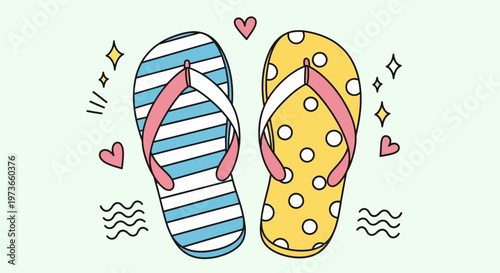 Gemini said

This pink rubber flip flops vector illustration features a fashion footwear set of summer beach sandals with a colorful sole and slipper design for holiday travel