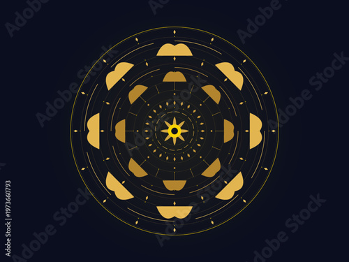 Sacred Geometry Mandala Intricate Circular Ornament Vector Art
