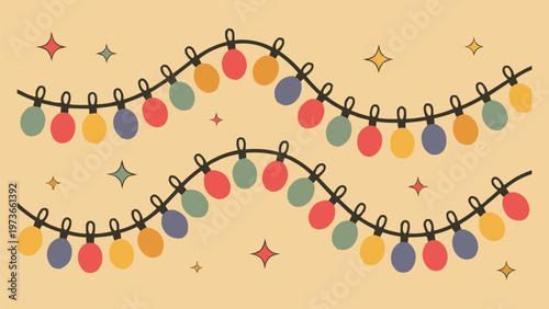 Colorful festive string lights arranged in decorative wavy patterns to bring a warm and joyful holiday spirit to designs