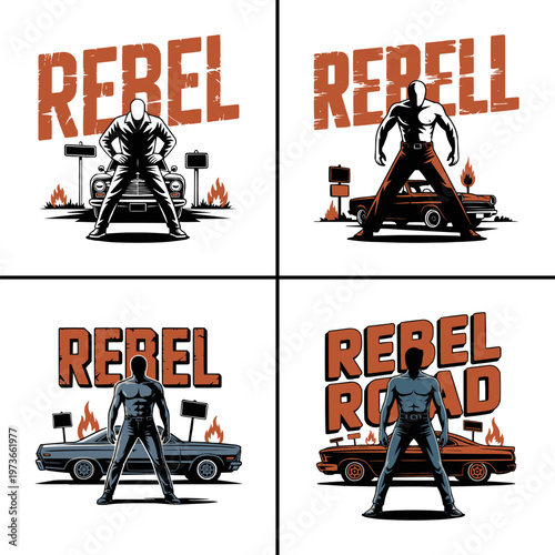 Captivating set of four pixelated rebel themed illustrations, offering a dynamic retro gaming aesthetic for various creative design projects.
