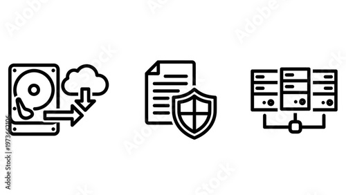 Data storage, security, and server network system icons