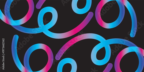 Abstract Color Line. 3D Wave Shape Line with Gradient. Vector Swirl Rainbow Ribbon. Doodle Color Organic Shaped Wavy Element.