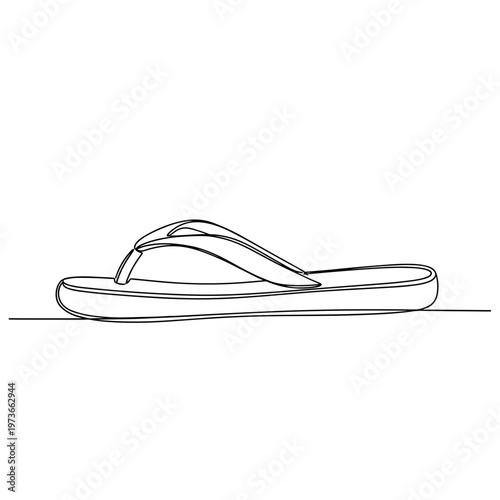 Flip flop sandal in minimal summer style line art