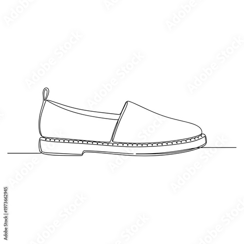 Women's slip-on loafer shoe line art illustration