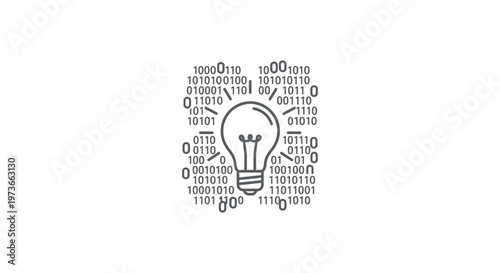 digital idea light bulb with binary code symbolizing technology innovation creative coding solutions and digital intelligence.