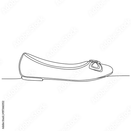 Women's ballet flat shoe with bow line art illustration