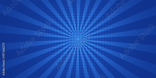 Retro background with rays or stripes in the center. Sunburst or sun burst retro background. Blue colors. Vector illustration. eps 10 vector