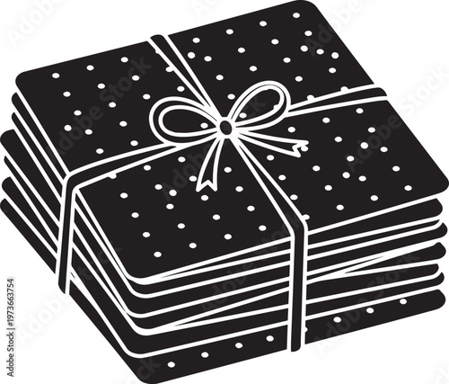 Stack of matzah flatbread tied with ribbon for passover holiday food preparation and jewish religious unleavened bread tradition gift set package