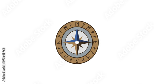 A compass with a star design.