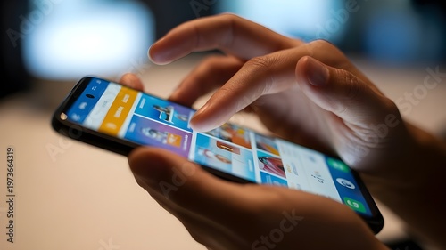 mobile app browsing close-up