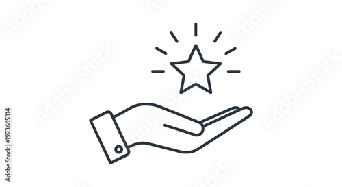 hand holding a shining star icon symbolizing premium quality top customer service and business excellence for rating success