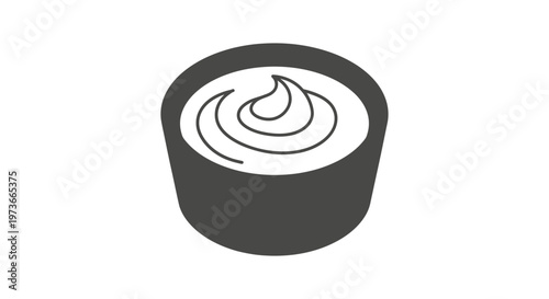 simple sauce bowl with creamy dip a food graphic vector illustration for culinary designs and restaurant menus.