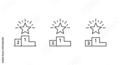 success winning first place achievement podium outline icon for best performance and reward concept