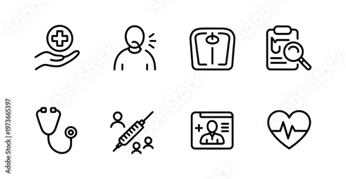 Vector of six distinct icons representing connections, social media, mobile devices, and digital communication
